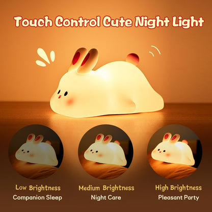 Cute LED Touch Sensor Rabbit Night Light for Kids