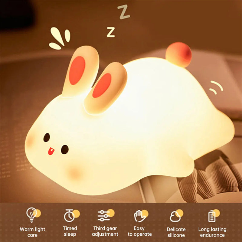 Cute LED Touch Sensor Rabbit Night Light for Kids