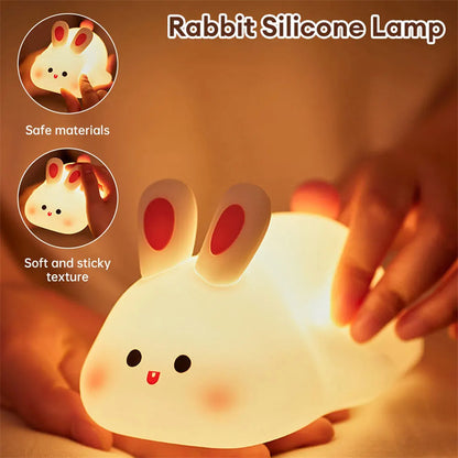 Cute LED Touch Sensor Rabbit Night Light for Kids