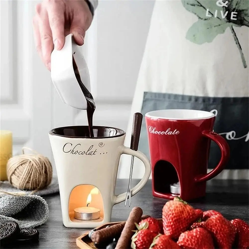 Mini Fondue Mug Set | Chocolate, Cheese & Butter Melter